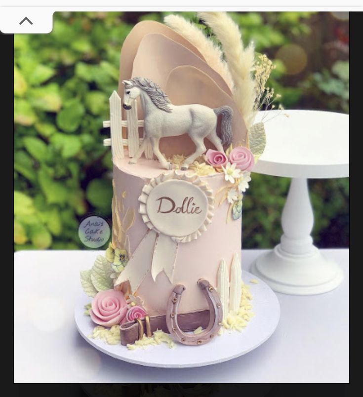 a birthday cake with a horse on it