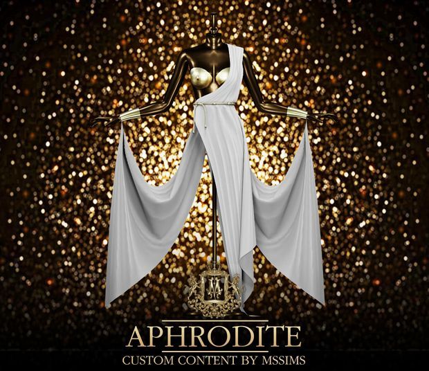 an ad for aphrodite costume contest with gold glitters in the background