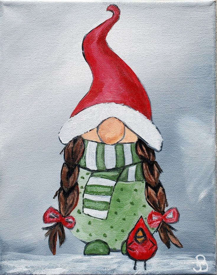 Gnomes Drawing, Elf Watercolor, Watercolor Gnomes, Neat Gift Ideas, Christmas Cards 2018, Whimsical Art Paintings, Greeting Card Inspiration, Christmas Rock, Christmas Card Art