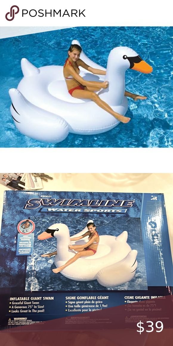 SWIMLINE Inflatable Giant Swan Swan Pool Float, Giant Inflatable, Next Day, Pool Float, Float, Pool, Brand New, Closet, Clothes Design