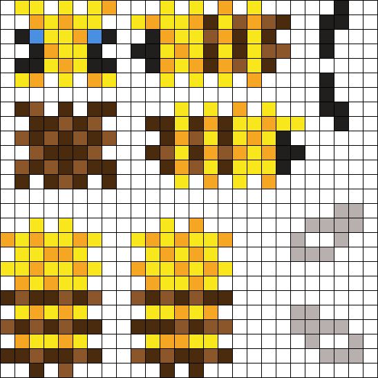 a cross stitch pattern that looks like the face of an animal, with different colors and sizes