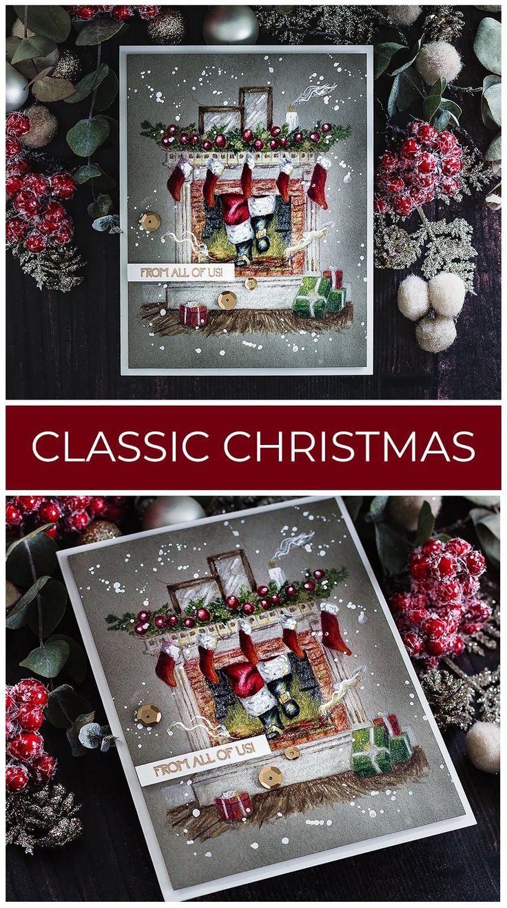 two christmas cards with the words classic christmas on them