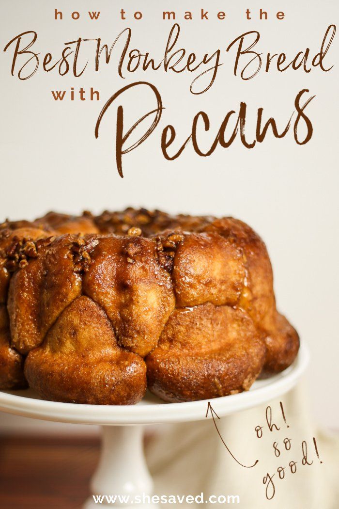 how to make the best monkey bread with pecans on a white cake platter