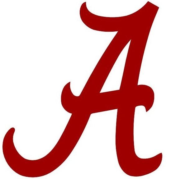 the university of alabama logo is shown in red