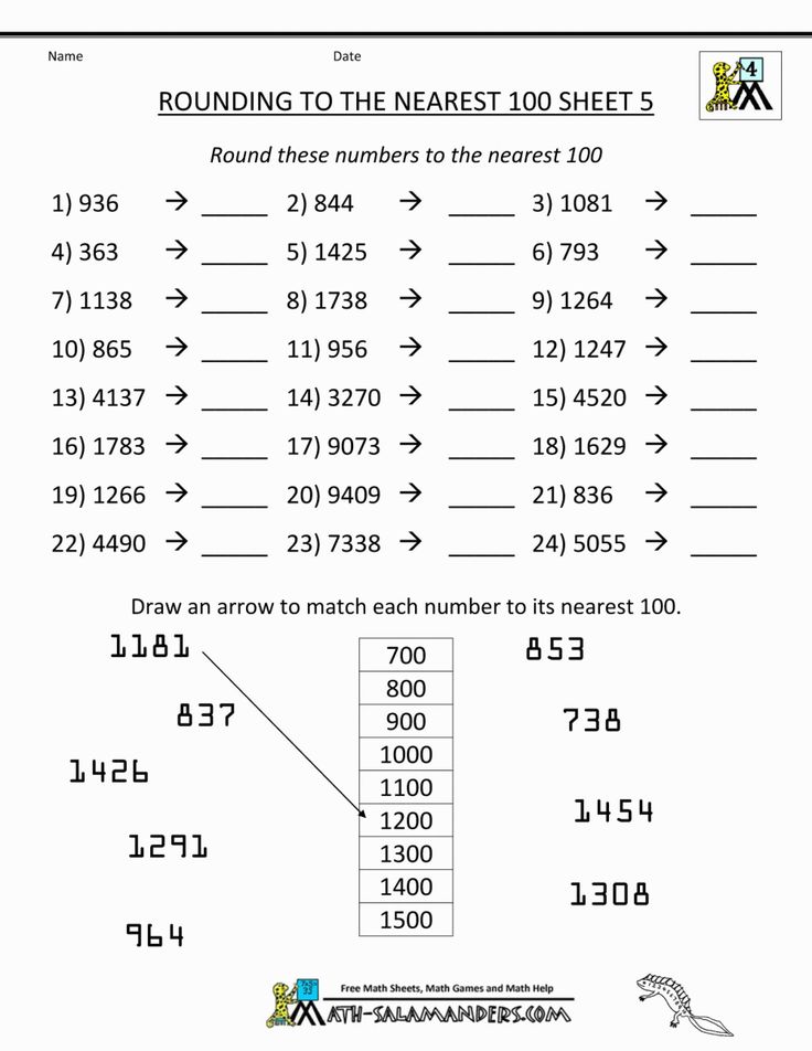 rounding to the nearest 100 sheets worksheet