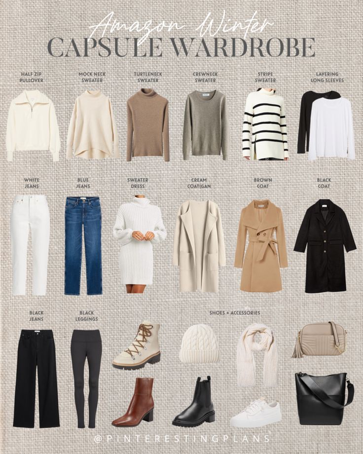 Winter Capsule Wardrobe 2023, Capsule Wardrobe 2023, Winter White Outfit, Capsule Wardrobe Women, Neutral Capsule Wardrobe, Winter Wardrobe Essentials, Capsule Wardrobe Outfits, Travel Capsule Wardrobe, Winter Capsule