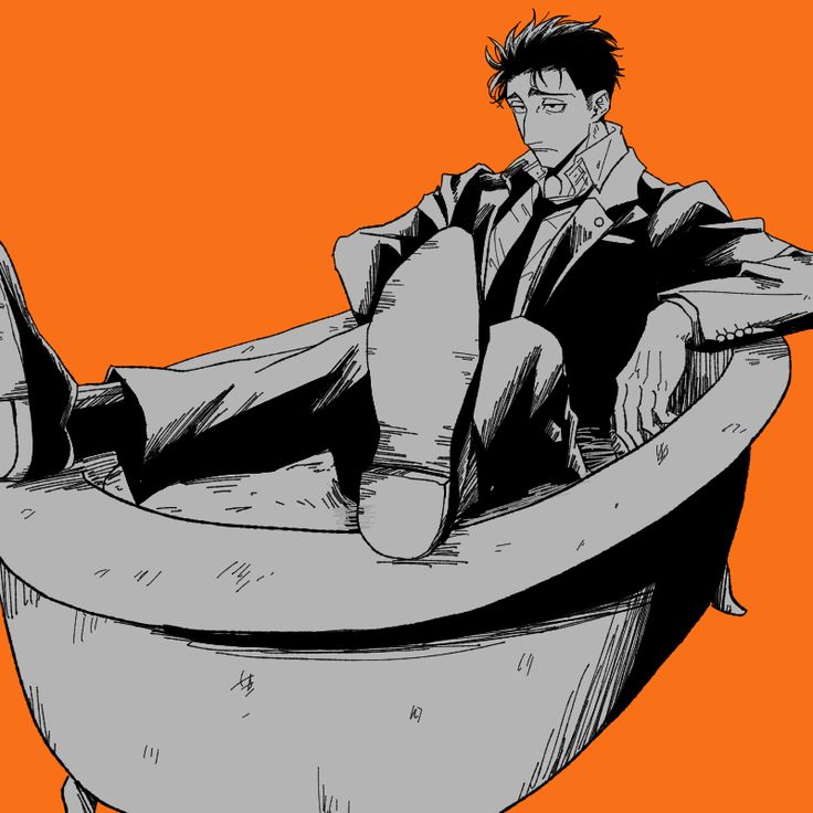 a drawing of a man sitting in a bathtub