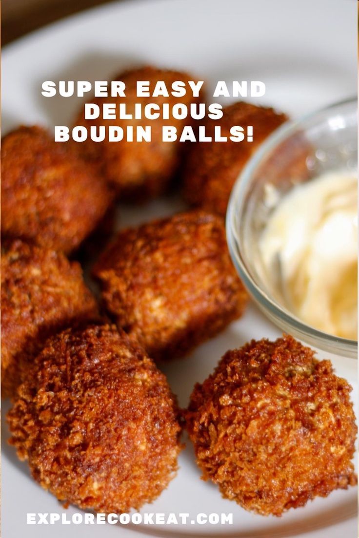 A white plate containing several boudin balls and a small bowl with mayo. Boudin Balls Recipe, Boudin Recipe, Boudain Recipes, Boudin Sausage, Boudin Balls, Etouffee Recipe, Southern Louisiana, Crawfish Etouffee, Cajun Dishes