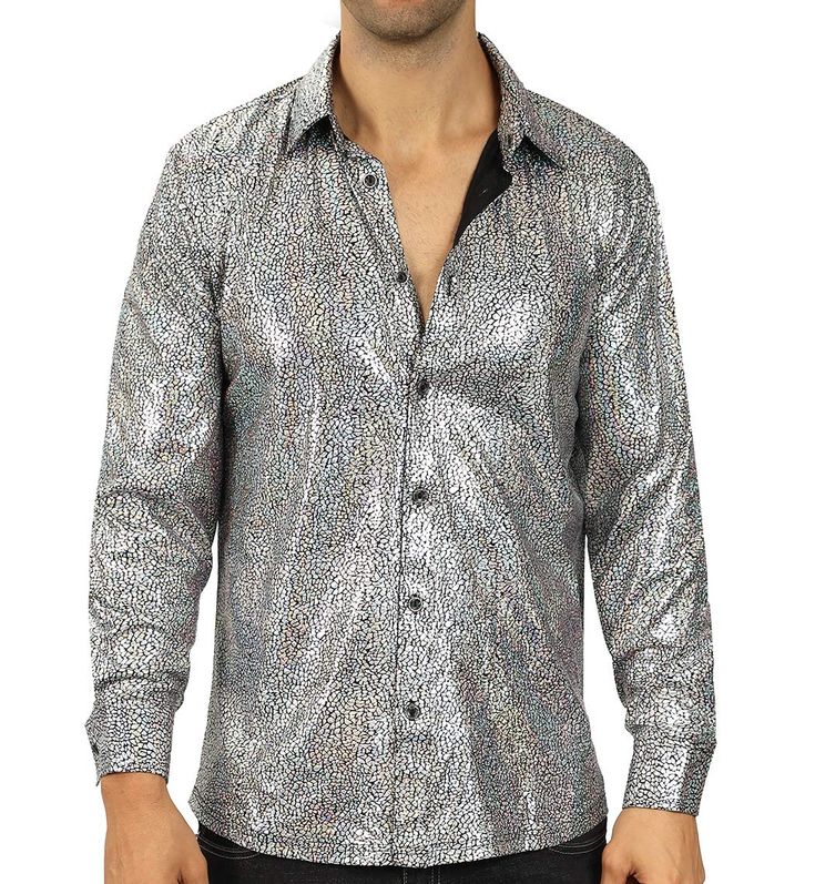 PRICES MAY VARY. No machine wash !! 100%Polyster,lightweight,soft and breathable,Shiny Sequins Design. Button-down closure;Long sleeves;Stitching process;buttoned cuff Best NightClub Party Shirts,Perfect for Stage Performance/Party/Disco Prom/Christmas/Halloween party/Casual wear /Costume Size Tips: Please choose your size according to our size chart images (Not the Amazon Size Chart) WULFUL Men Dress Shirt Sequins Long Sleeve Button Down Shirt Luxury Disco Party Nightclub Prom Costume Costumes 2023, Men Dress Shirt, Men Masculine, Prom Costume, Metallic Blouses, Disco Shirt, Nightclub Party, Sequin Sleeve, Sequin Shirt