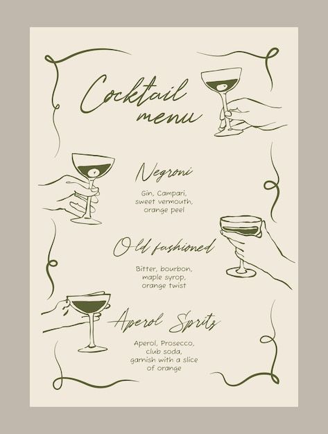 a menu with wine glasses on it