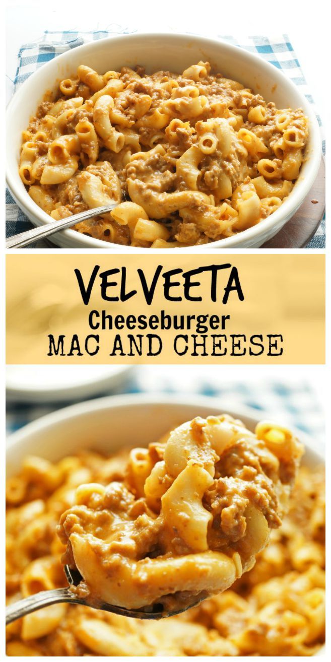 two pictures of macaroni and cheese with the words velveta cheesburger