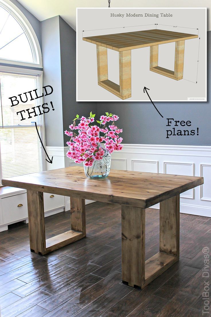 DIY Husky Modern Dining Table Jen Woodhouse, Koti Diy, Diy Dining Table, Diy Dining, Small Kitchens, Diy Holz, Farmhouse Dining Table, Diy Furniture Table, Diy Furniture Projects