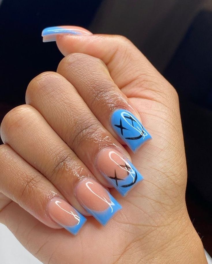 Acrylic Toe Nails, Acrylic Nail Set, Blue Acrylic Nails, Colored Acrylic Nails, Girly Acrylic Nails, Cute Acrylic Nail Designs, French Tip Acrylic Nails, Simple Acrylic Nails, Dope Nail Designs