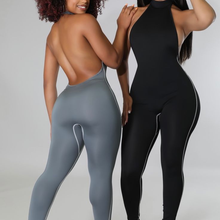 Stretch Jumpsuit, Round Neckline,Sleeveless,Open Back,No Closure,95%Polyester,5%Spandex Fitted Gray Sleeveless Bodysuit, Fitted Sleeveless Gray Bodysuit, Black Sleeveless Unitard For Night Out, Sleeveless Black Unitard For Night Out, Miami Baddie, Baddie Jumpsuit, Olive Green Jumpsuit, White Lace Romper, Stretch Jumpsuit