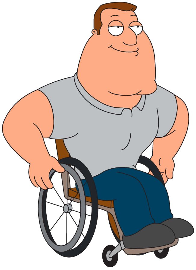 a cartoon man in a wheelchair