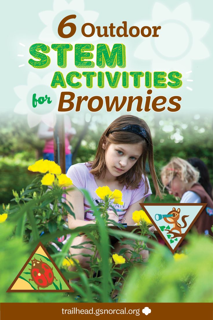 Whether you’re on a troop camping trip in the woods or in the backyard with your girl, the outdoors is a great place for girls to develop their STEM skills. Here are 6 Brownie badges and awards that girls can earn as they explore nature. Girl Scout Brownies Meetings, Girl Scout Brownie Badges, Brownies Girl Guides, Brownies Activities, Girl Scout Daisy Activities, Girl Scout Meeting Ideas, Brownie Badges, Girl Scout Troop Leader, Brownie Scouts