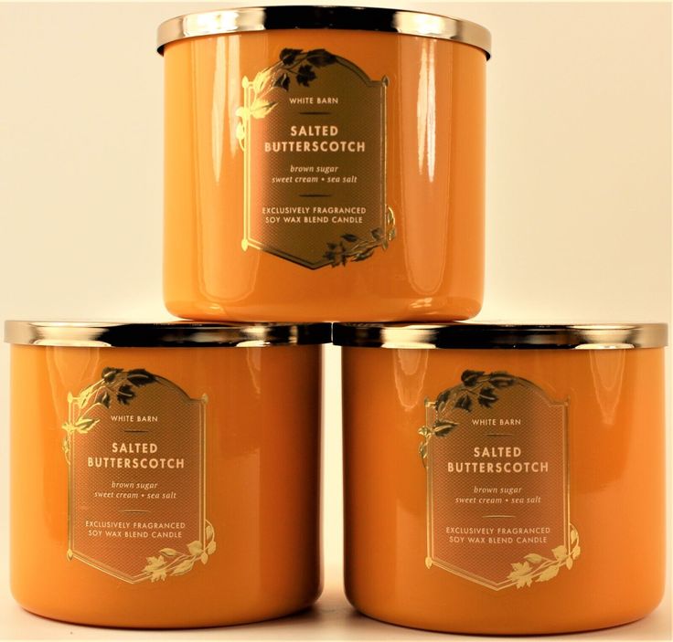 Bath and Body Works White Barn SALTED BUTTERSCOTCH 3-Wick 14.5 Ounce Scented Candle Fragrance Scent Notes:  Warm Brown Sugar, Sweet Cream, Pinch of Sea Salt, Melted Butter with Essential Oils Condition:  New, never used, and comes with the lids  FREE FAST SHIPPING You receive QTY 3 Candles 14.5oz each for this price 3 Candles, Candle Fragrance, Scent Notes, Sweet Cream, Garden Candles, White Barn, Warm Brown, Scented Candle, Bath Body Works