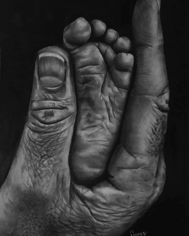 a black and white drawing of a person's foot