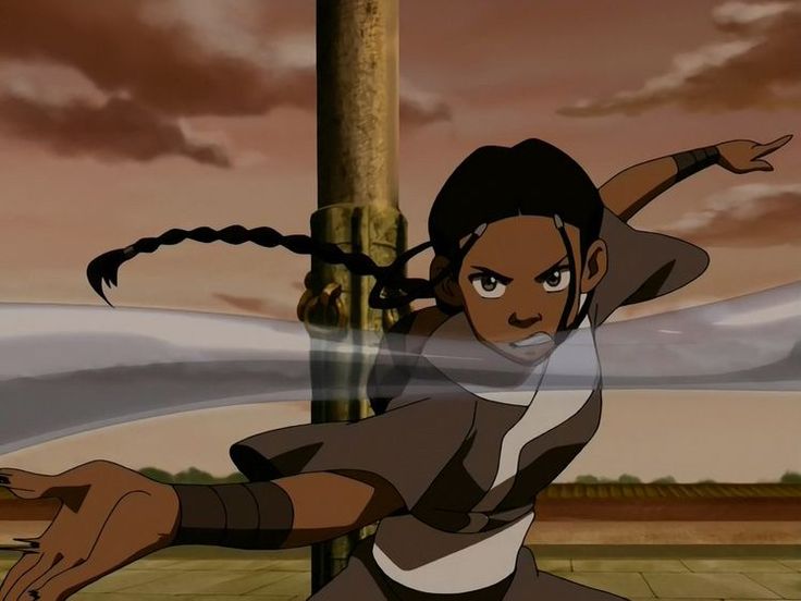 an animated image of a woman leaning on a pole with her arms stretched out in the air