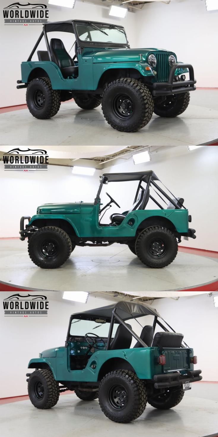 four different views of the same green jeep