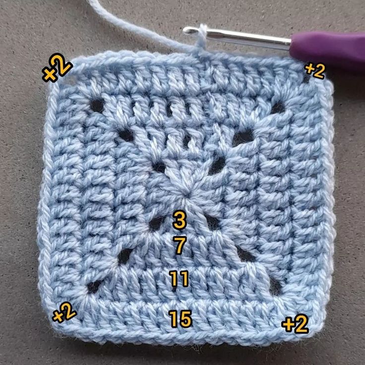 a crochet square with numbers on it