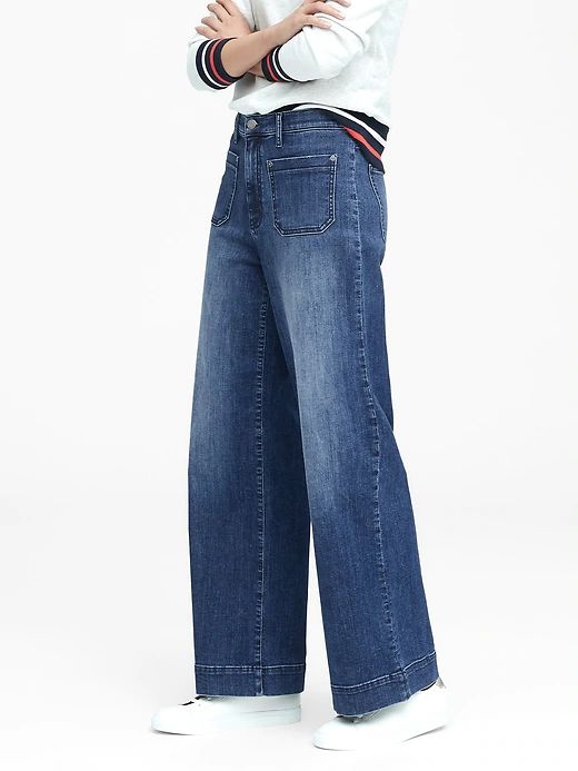 https://shopstyle.it/l/720E High-Rise Wide-Leg Patch Pocket Jean | Banana Republic Patch Pocket Jeans, Sunday Style, Simple Tees, Hippie Outfits, Women Denim Jeans, Pocket Jeans, Leather Leggings, What I Wore, Simple Dresses