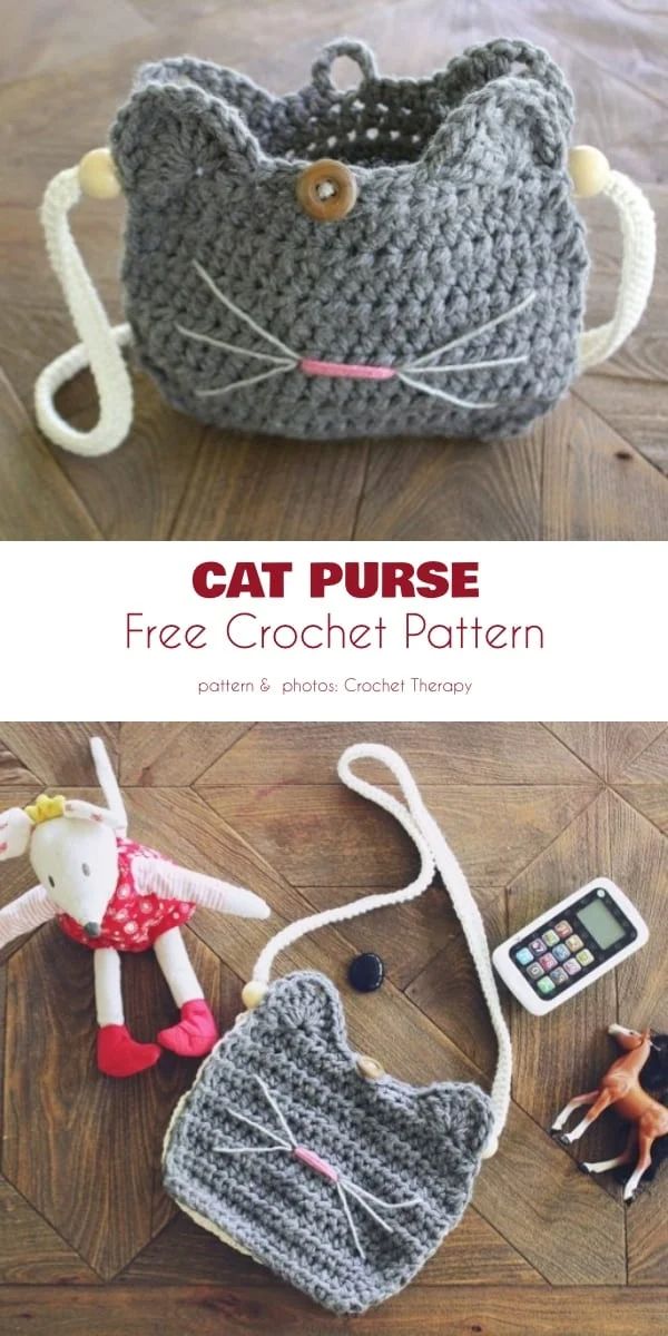 crochet a cute cat purse free pattern