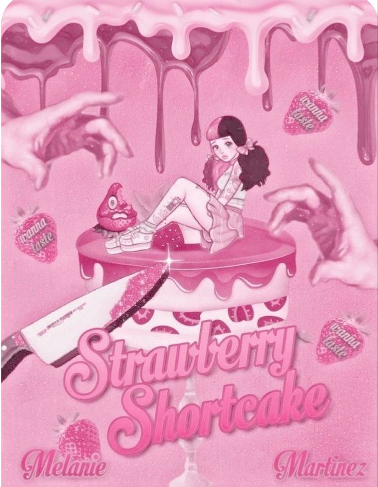 a pink poster with the words strawberry shortcake on it