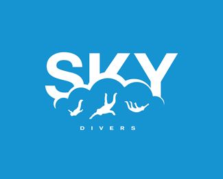 the sky divers logo on a blue background