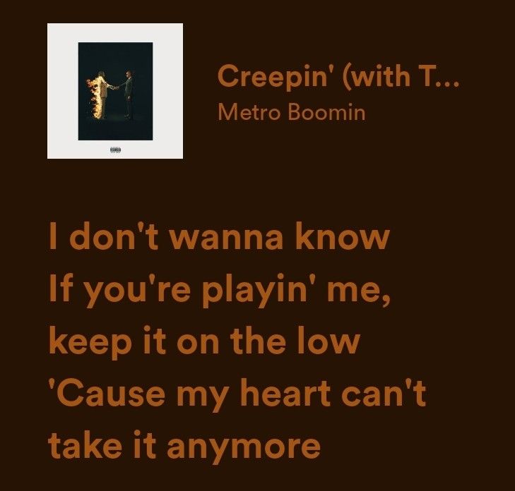 a brown background with the words creepin'with t metro boomin