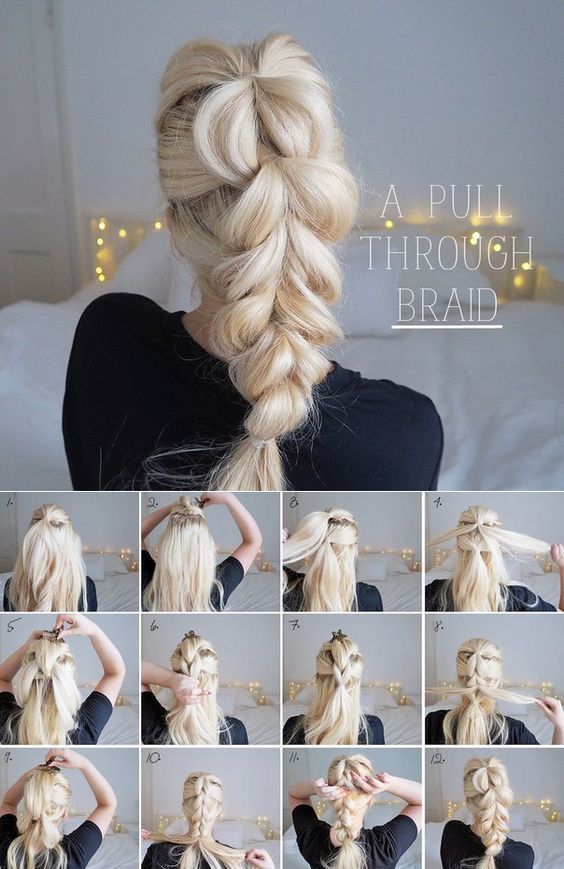 Easy Work Hairstyles, Sanggul Modern, Skirt Diy, Pull Through Braid, Braided Hairstyles Easy, Pull Through, Box Braids Hairstyles, Homecoming Hairstyles, Hair Dos