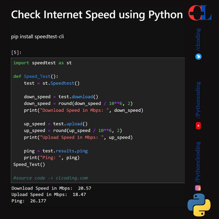 a screenshot of a computer screen with the words check internet using python on it