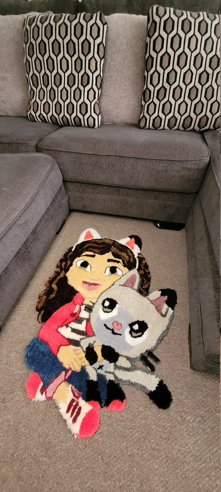 Gabby's dollhouse hand tufted rug 3.5 ft Gabbys Dollhouse Pixel Art, Gabbys Dollhouse Crochet Patterns, Gabby Dollhouse Room Decor, Gabby Dollhouse Fabric, Dollhouse Rug, Hand Tufted Rug, Rug Art, Hand Tufted Rugs, Tufted Rug