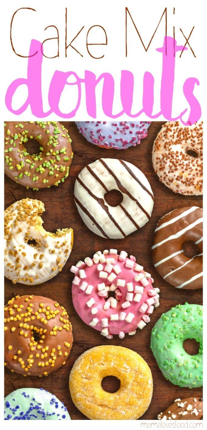 there are many different donuts on the cover of this book, and it says cake mix doughnuts