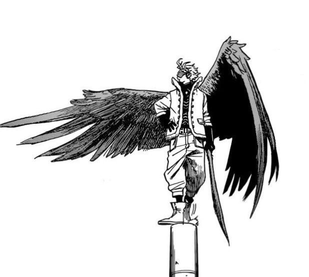 an angel standing on top of a pole with its wings spread out and his head turned to the side