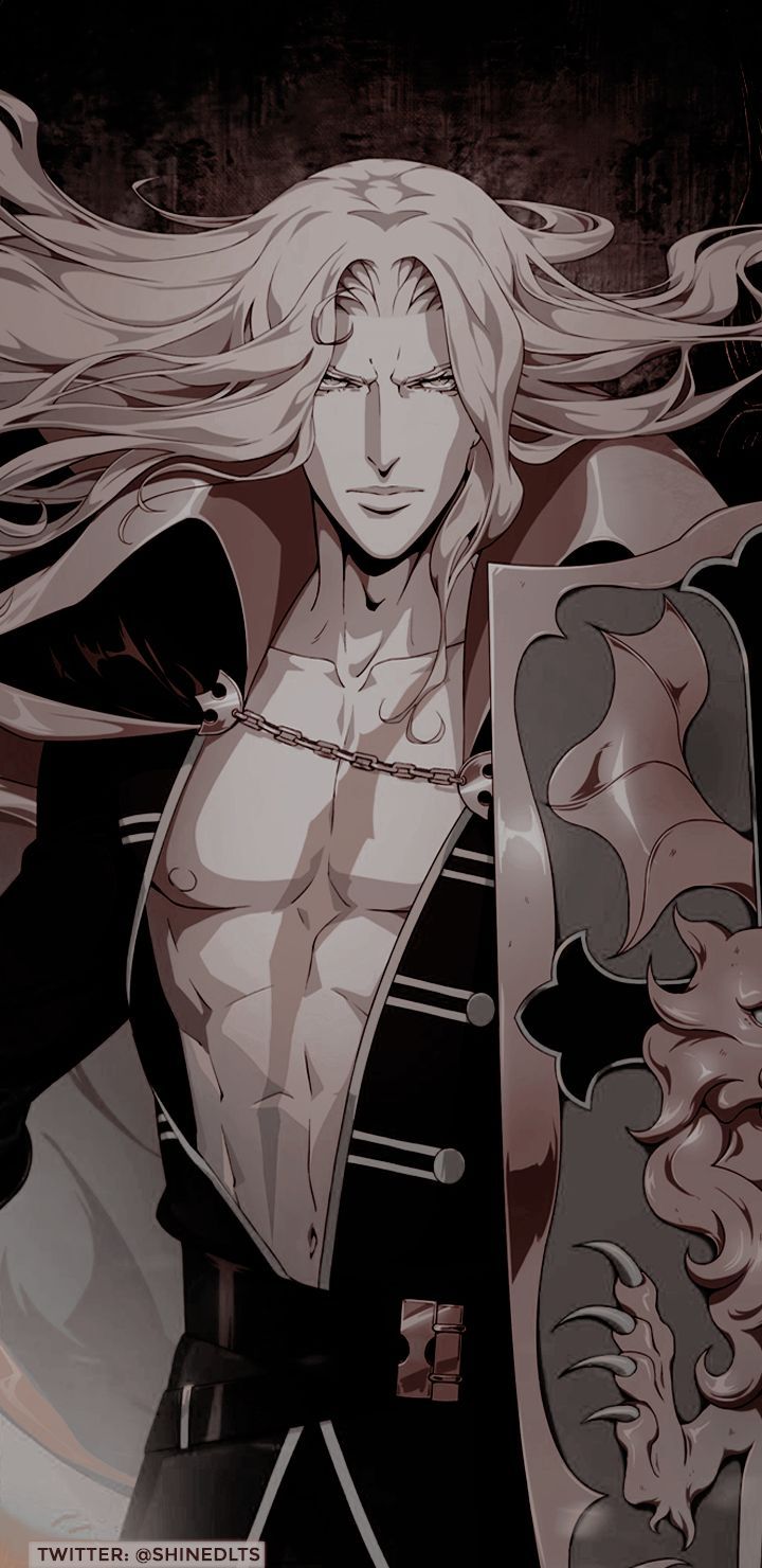 an anime character with long blonde hair standing in front of a black and white background