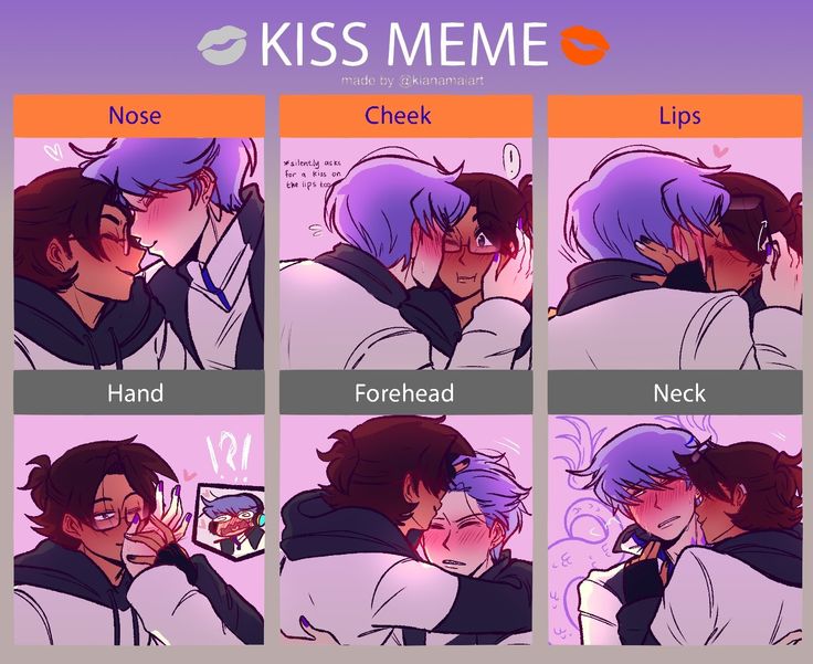 a couple kissing each other in front of a screen with the caption kiss meme