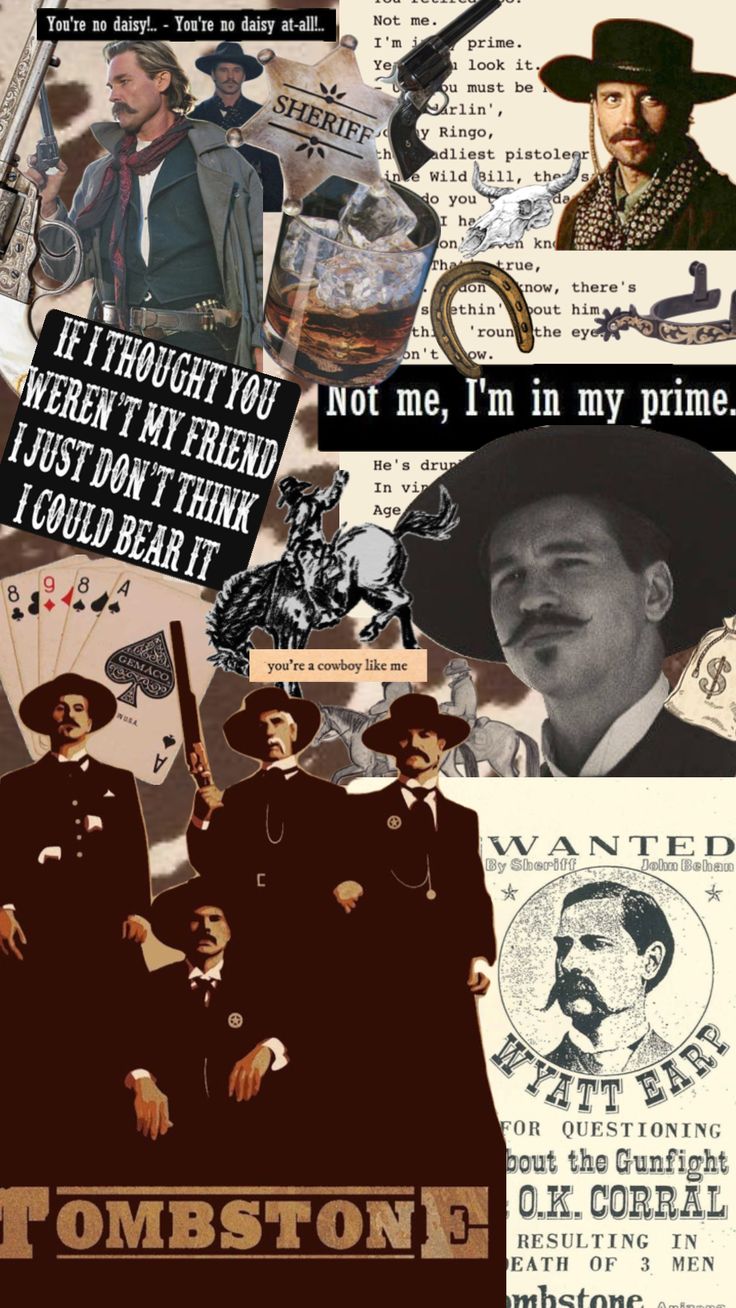 the collage shows images of different people in hats and clothes, with words written on them