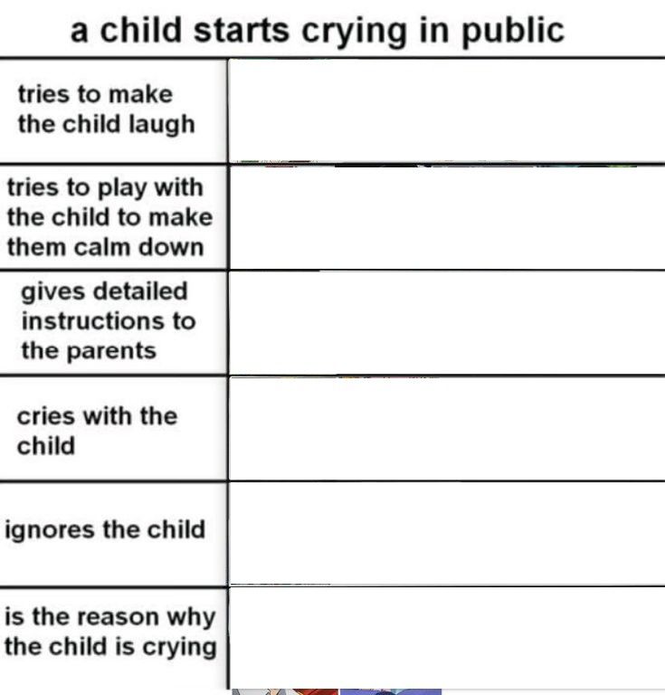 a child starts crying in public