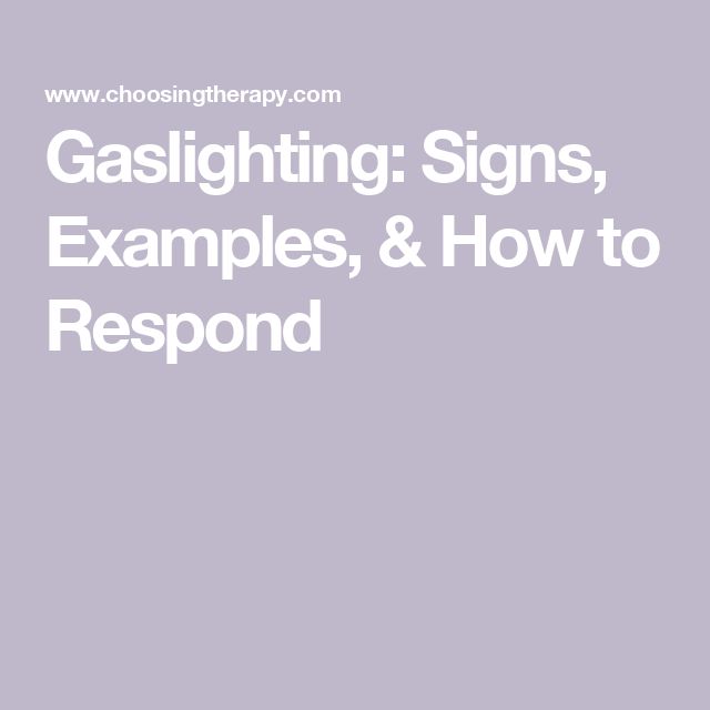 the words gaslighting signs, examples and how to respond on a purple background