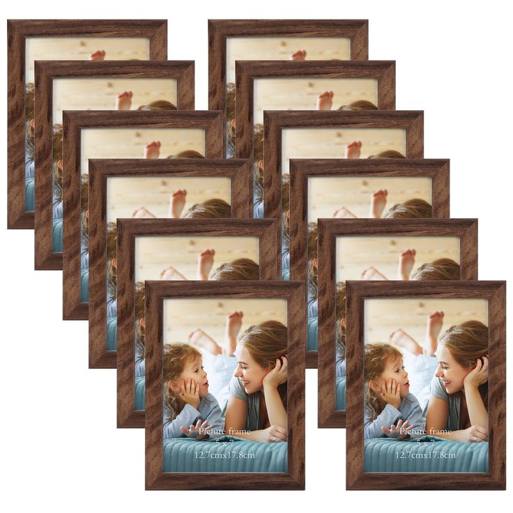 PRICES MAY VARY. Elevate Your Memories with Style: Embrace the elegance of our Rustic Wood picture frames, designed specifically for your 5x7 photos and prints. This set of 12 stylish frames, made of high-quality PS material, offers an unmatched metallic texture that blends seamlessly with various decorating styles in your home and office. Versatile Display Options: Our Rustic Wood frames 5x7 are thoughtfully crafted with dual support stands, providing flexibility for horizontal and vertical dis Walnut Wood Color, Collage Mural, Picture Frame Set, Rustic Picture Frames, 5x7 Picture Frames, Rustic Pictures, 8x10 Picture Frames, Tabletop Picture Frames, Brown Picture Frames