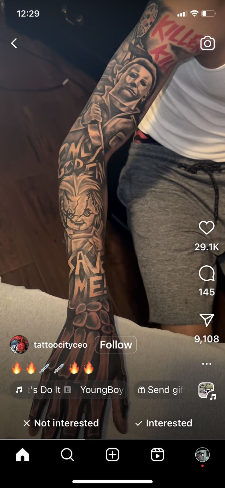 a person with tattoos on their arms and arm is shown in an instagramtion