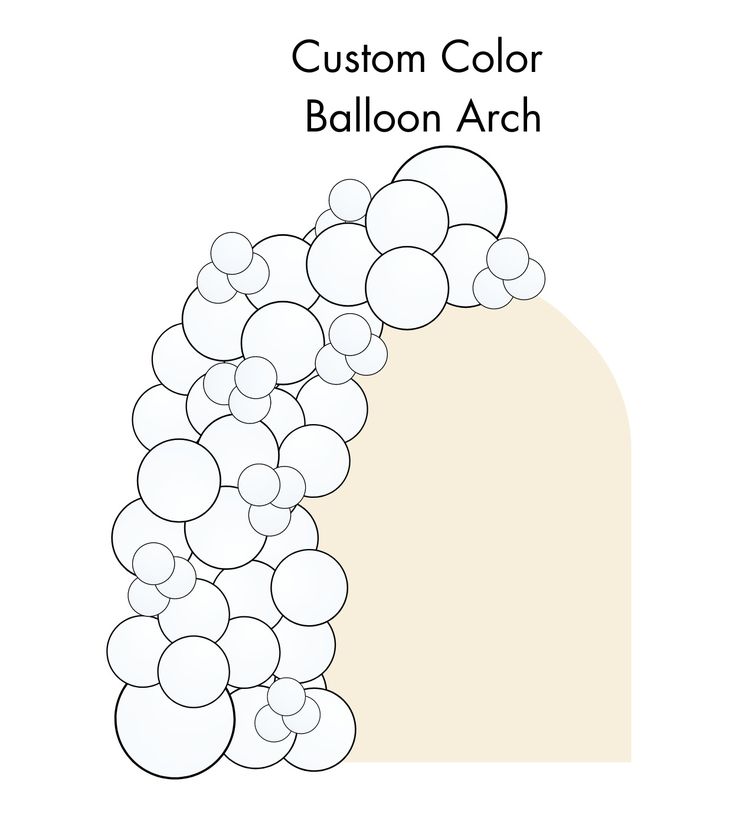 the color scheme for balloon arch is shown in black and white, with text that reads custom