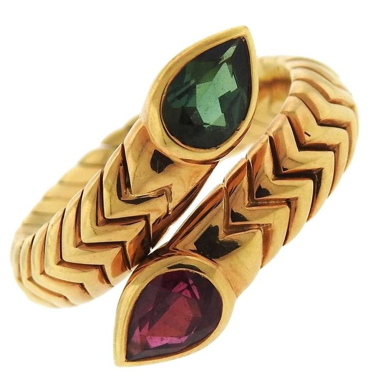 Bulgari Spiga Ruby Tourmaline Gold Bypass Ring Ruby Tourmaline, Rings Multiple, Gold Ruby Ring, Ruby Ring Gold, Bypass Ring, Harry Winston, Italian Jewelry, Gold Ring Sets, Ruby Jewelry