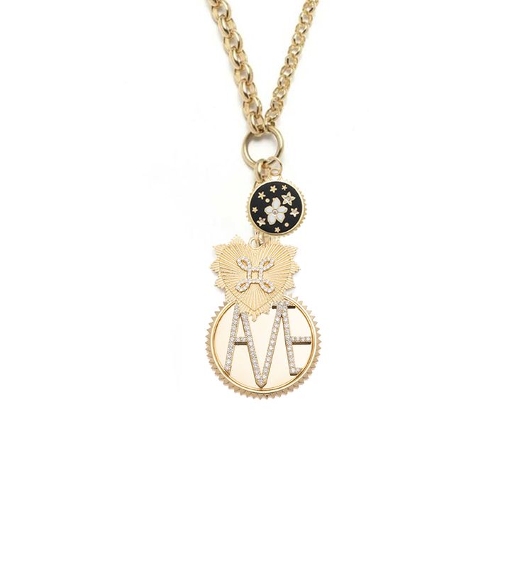 Description Handcrafted in 18-karat Yellow Gold, this 16" Heavy Mixed Belcher Extension Necklace symbolizes Love. Someone who is dearly loved, beloved... treasured. The letters of A-M-A-T-E as a ligature, combining the letters as one to form a single connected glyph. Sold with the Medium Love Knot Heart and Petite Champleve Resilience Medallion, this story was created as a deeply personal love note, to share with the ones your hold closest to your heart. Details Handcrafted in 18-karat gold Diam Elegant Yellow Gold Charm Necklace With Logo, Luxury Flower Pendant Jewelry For Anniversary, Luxury Gold Jewelry For Anniversary Gift, Luxury 14k Stamped Initial Pendant Necklace, Luxury Charm Necklaces With Logo, Gold Luxury Charm Necklaces For Anniversary, Luxury Gold Charm Necklaces For Anniversary, Luxury White Gold Necklace For Anniversary Gift, Yellow Gold Necklace With Logo Charm