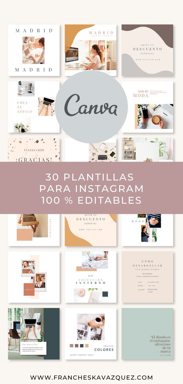 an image with the words canva on it in spanish and english, surrounded by many images