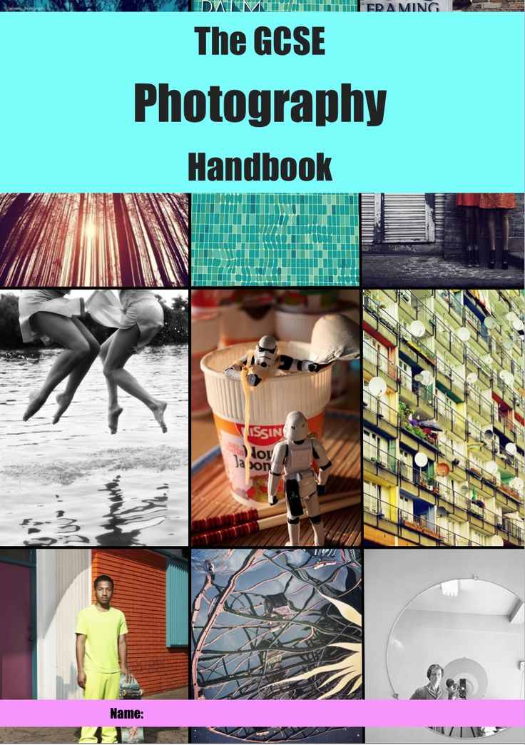 the gcse photography handbook book cover with images of people and objects in it