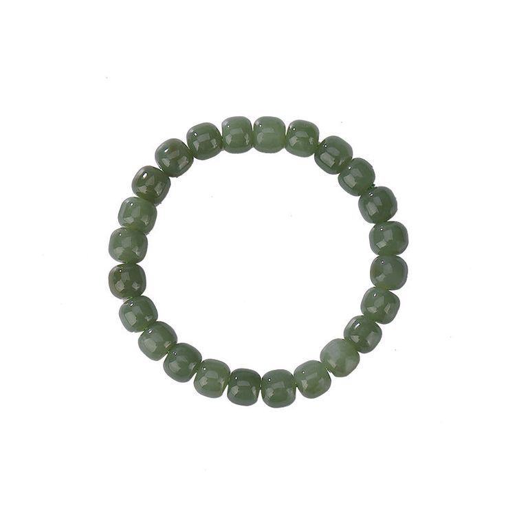 Material: Natural JadeWeight: Approximately 21g Size: Bead Size: 8mm (width) x 7mm (height) Inner Circumference: Approximately 15cm Description:Enhance your collection with this exquisite Jade Bead Bracelet, meticulously crafted from natural jade. The bracelet features perfectly polished jade beads, each measuring 8mm in width and 7mm in height, strung together to create a seamless, elegant accessory. With its calming green hue, this bracelet embodies tranquility and balance, making it a versatile piece that complements both casual and formal attire. A timeless addition to any jewelry collection, perfect for gifting or personal wear. Note: Due to the natural characteristics of jade, slight variations in color and texture may occur. Green Beaded Jade Crystal Bracelet, Elegant Hand-strung Jade Stretch Bracelet, Green Jade Crystal Bracelet With 8mm Beads, Jade Bead Bracelet, Hand-strung Jade Crystal Bracelet, Hand-strung Green Jade Beaded Bracelets, Natural Jade, Jade Beads, Formal Attire