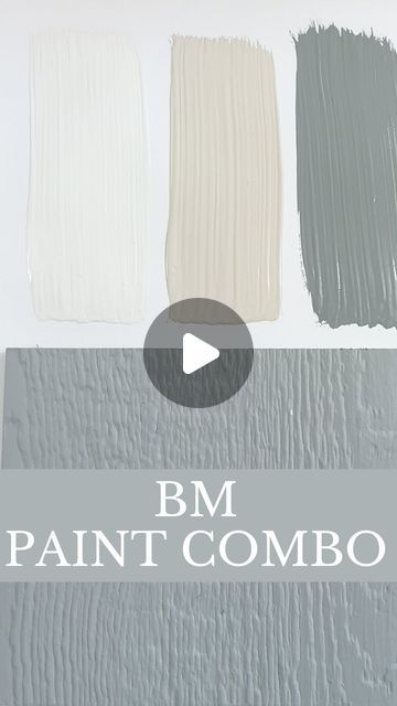 some paint colors with the words bm paint combo in white, gray and beige