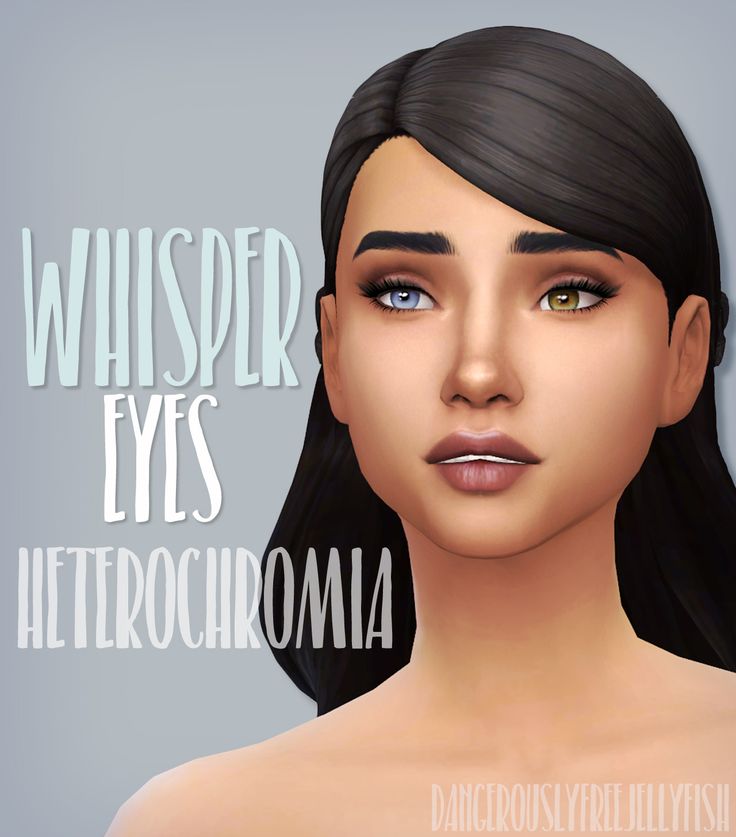 an animated image of a woman's face with the words whisper eyes heterochroma